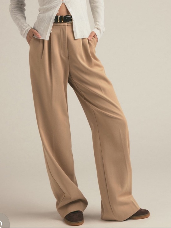 Favorite Daughter Pants - Favorite Daughter Beige Pleated Wide Leg The Favorite Pants Sz. 8